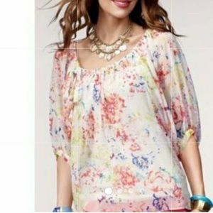 CAbi watercolor Floral Blouse